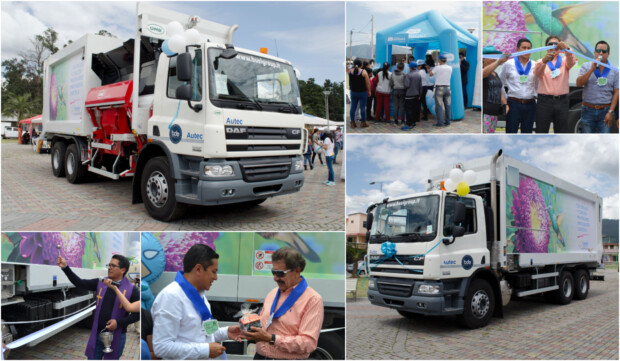Rumiñahui Aseo presentó su nuevo camión de recolección de basura a la comunidad
